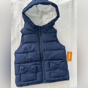 Gymboree Girls Puffer Vest Sz 6 Navy Blue Preppy Bows Hooded New With Tags